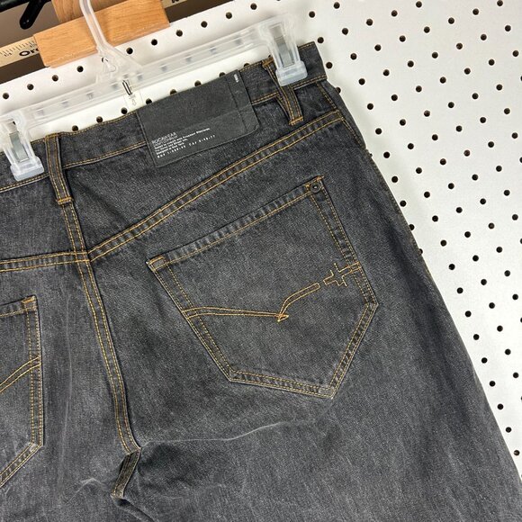 Rocawear Black Goth Baggy Jeans 40x30 Gold Stitched Loose Fit 90s Hip Hop Skate - Picture 3 of 7